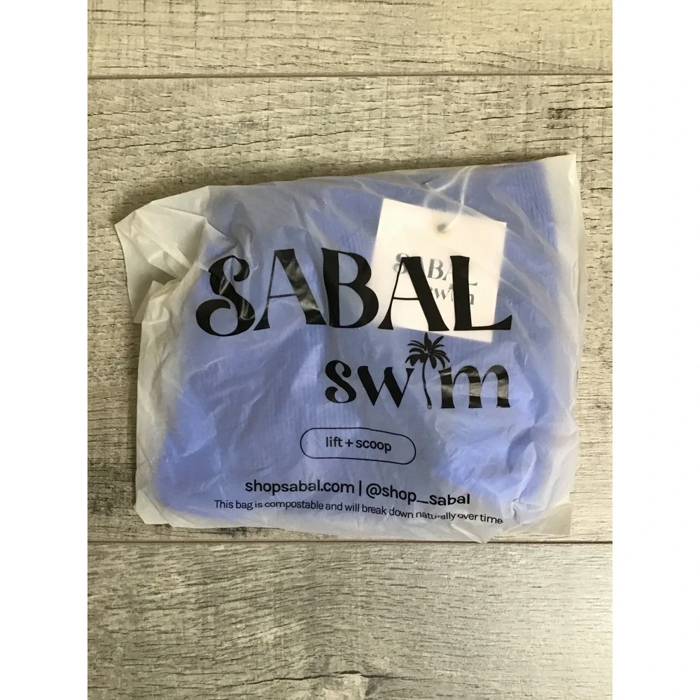 Sabal Swim Women's Mediterranean Blue Ribbed Palm Beach Bottom Bikini Size M NWT